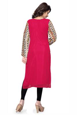 Crimson plain georgette stitched kurtas-and-kurtis 3