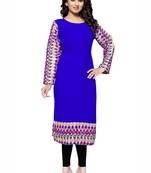 Royal blue plain georgette stitched kurtas-and-kurtis