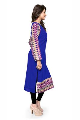 Royal blue plain georgette stitched kurtas-and-kurtis 2