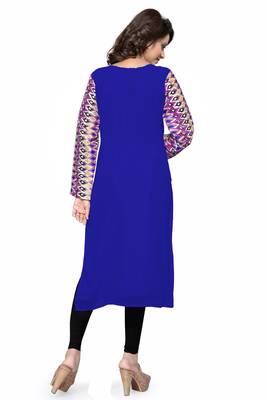 Royal blue plain georgette stitched kurtas-and-kurtis 3