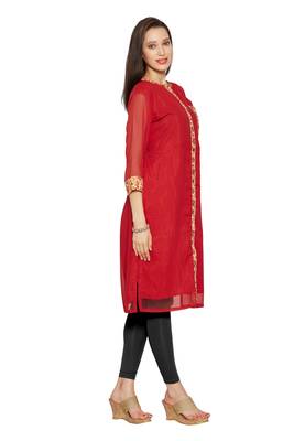 Red printed georgette stitched kurtas-and-kurtis 2