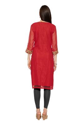 Red printed georgette stitched kurtas-and-kurtis 3