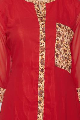 Red printed georgette stitched kurtas-and-kurtis 4