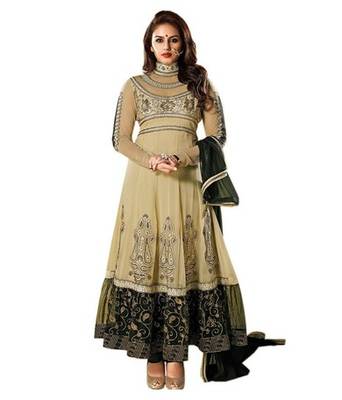 Peachpuff Embroidery Georgette unstiched  party wear salwar kameez 1