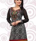 Multicolor printed stitched crepe short-kurtis