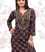 Multicolor printed stitched crepe short-kurtis