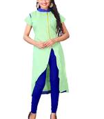 Green stitched cotton stitched kurti