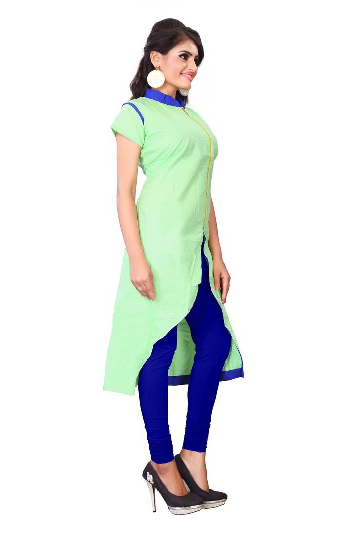 Green stitched cotton stitched kurti