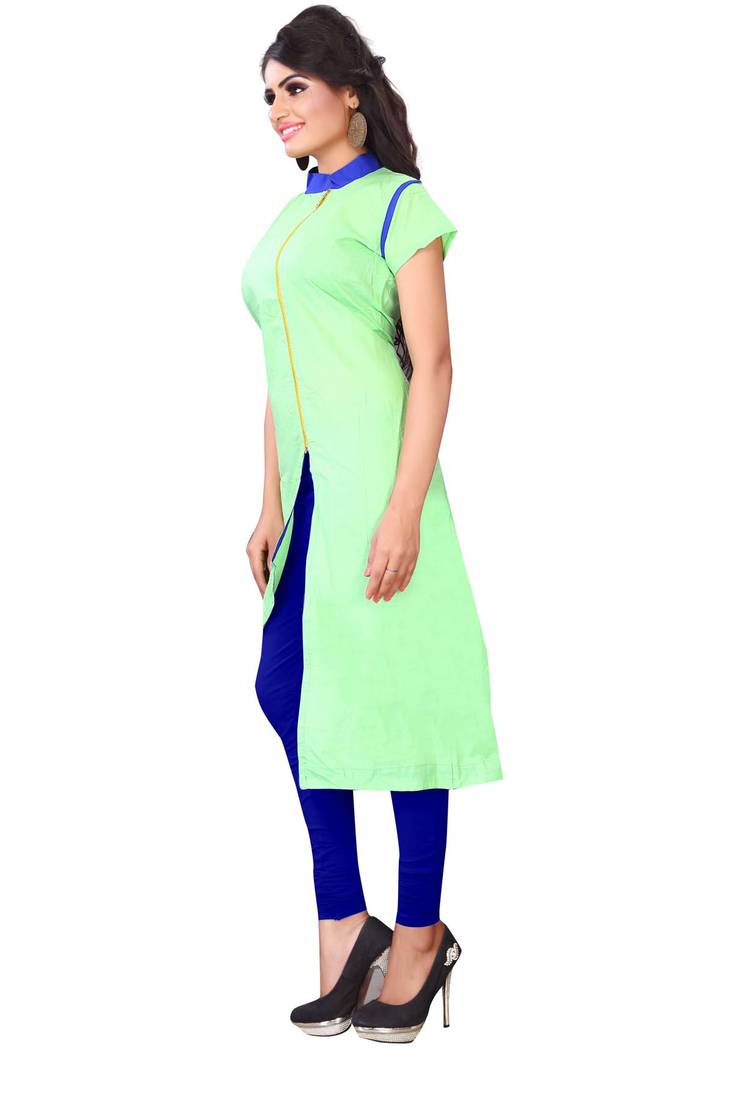 Green stitched cotton stitched kurti