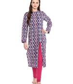 Jaipur Kurti Women's Cotton Blue Colour Kurti