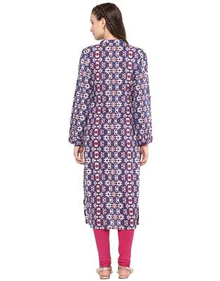 Jaipur Kurti Women's Cotton Blue Colour Kurti 2