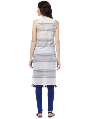 Jaipur Kurti Women's Cotton White Colour Kurti 2