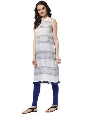Jaipur Kurti Women's Cotton White Colour Kurti 3