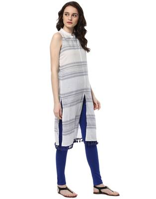 Jaipur Kurti Women's Cotton White Colour Kurti 4