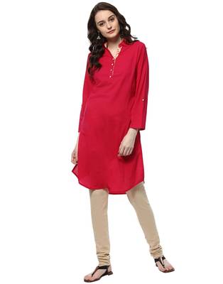 Jaipur Kurti Women's Cotton Pink Colour Kurti 1