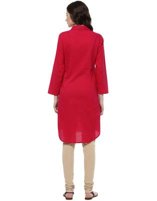 Jaipur Kurti Women's Cotton Pink Colour Kurti 2