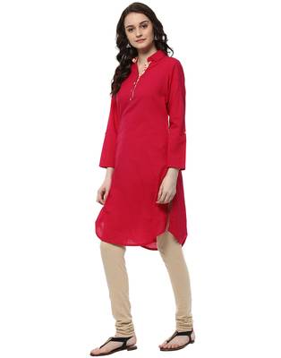 Jaipur Kurti Women's Cotton Pink Colour Kurti 3
