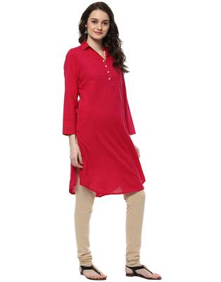 Jaipur Kurti Women's Cotton Pink Colour Kurti 4