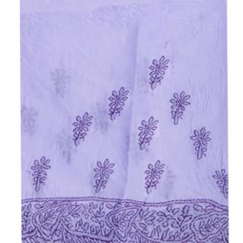 Purple embroidered cotton saree with blouse 4