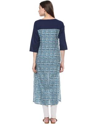 Jaipur Kurti Women's Cotton Navy Blue colour Kurti 2