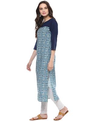 Jaipur Kurti Women's Cotton Navy Blue colour Kurti 3