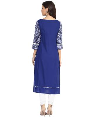 Jaipur Kurti Women's Cotton Blue colour Kurti 2