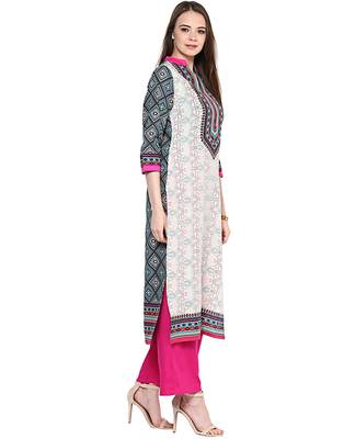 Jaipur Kurti Women's Cotton Off White colour Kurti 2