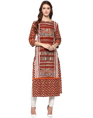 Jaipur Kurti Women's Cotton Red colour Kurti 1