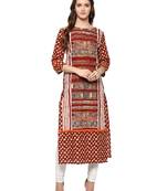 Jaipur Kurti Women's Cotton Red colour Kurti