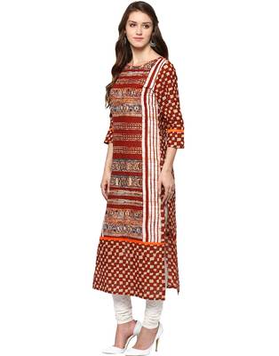Jaipur Kurti Women's Cotton Red colour Kurti 2