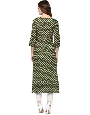 Jaipur Kurti Women's Cotton Green colour Kurti 2
