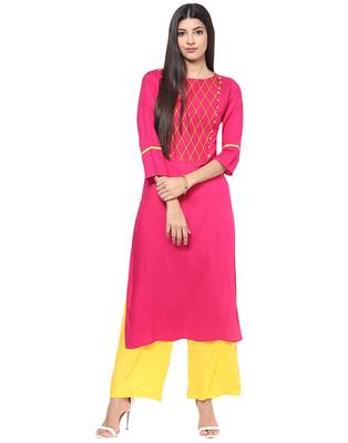 Jaipur Kurti Women's Cotton Pink colour Kurti 1