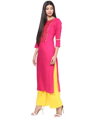Jaipur Kurti Women's Cotton Pink colour Kurti 3