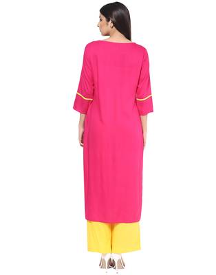 Jaipur Kurti Women's Cotton Pink colour Kurti 4