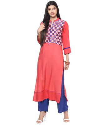 Jaipur Kurti Women's Cotton Peach colour Kurti 1