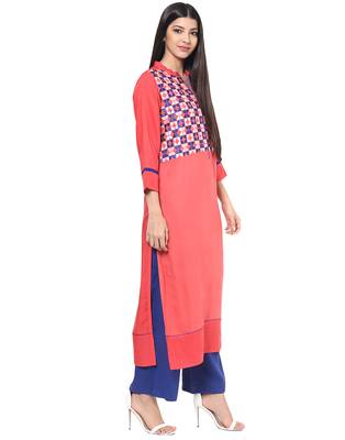 Jaipur Kurti Women's Cotton Peach colour Kurti 2