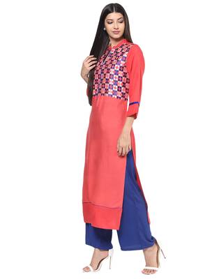 Jaipur Kurti Women's Cotton Peach colour Kurti 3