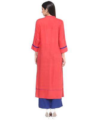 Jaipur Kurti Women's Cotton Peach colour Kurti 4