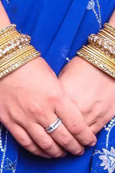 Traditional Shining Bangle Set For Women With Lac And Golden Stone Golden