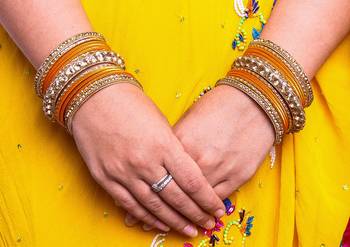 Traditional Shining Bangle Set For Women With Lac And Golden Stone Orange 2