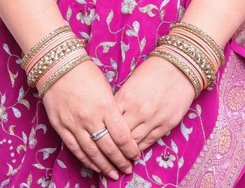 Traditional Shining Bangle Set For Women With Lac And Golden Stone Peach 2