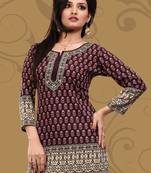 Majanta printed crepe stitched short-kurtis