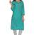 Green Embroidered Stitched Cotton Kurti 