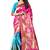 Pink woven poly cotton saree with blouse
