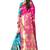 Pink woven poly cotton saree with blouse