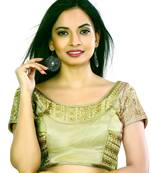 Golden Brocade Embriodered Broad Neck ready Blouse