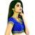 Royal Blue Raw Silk Butti Work U Shape Blouse