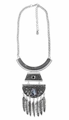 Leaf Oxidised German Silver Blue Crystal Statement Necklace For Women 2