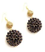 Black Pachiwork Ring Danglers with Vintage bead