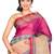 Pink printed polycotton saree with blouse